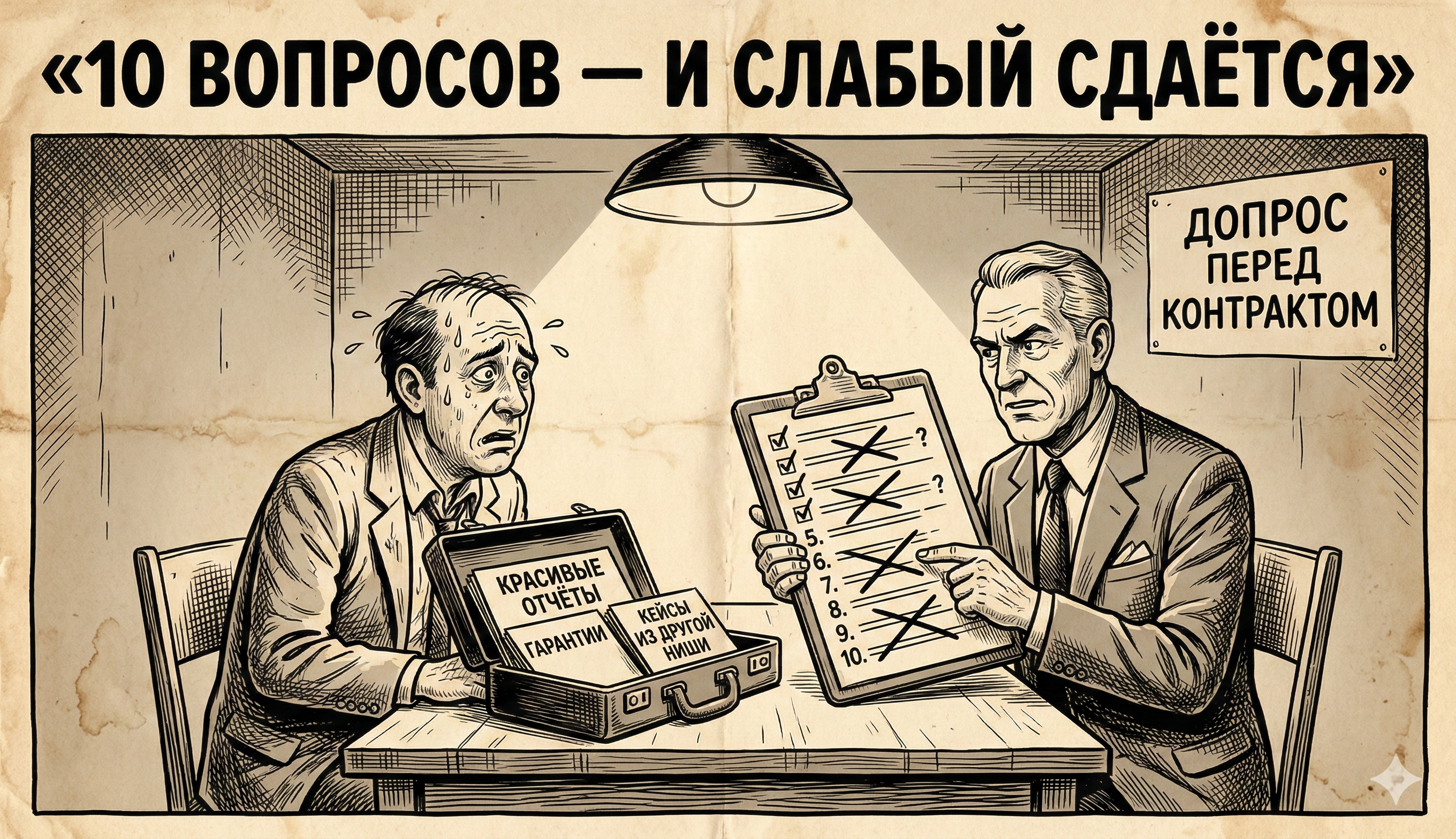 Допрос маркетингового агентства — 10 вопросов, которые слабый подрядчик не выдерживает